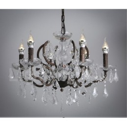 6 Licht Durchmesser 60CM Vintage Kristall Malerei Metall Kronleuchter Rostig Eisen Farbe Pendelleuchte