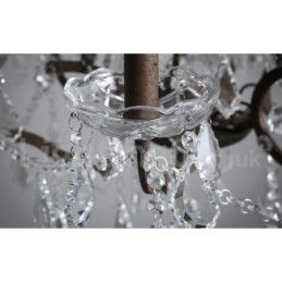 6 Licht Durchmesser 60CM Vintage Kristall Malerei Metall Kronleuchter Rostig Eisen Farbe Pendelleuchte