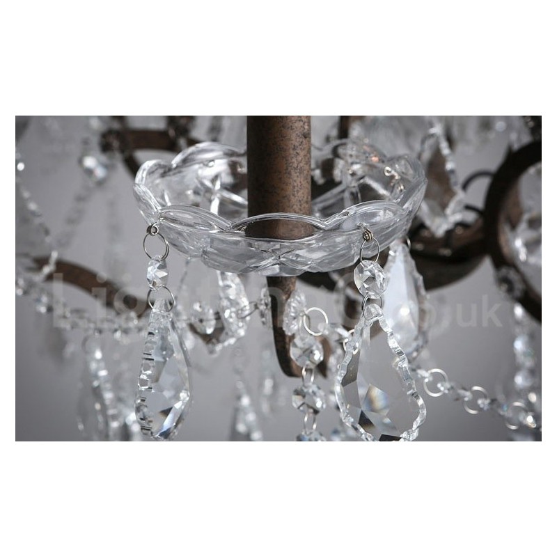 6 Licht Durchmesser 60CM Vintage Kristall Malerei Metall Kronleuchter Rostig Eisen Farbe Pendelleuchte