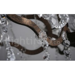 6 Licht Durchmesser 60CM Vintage Kristall Malerei Metall Kronleuchter Rostig Eisen Farbe Pendelleuchte