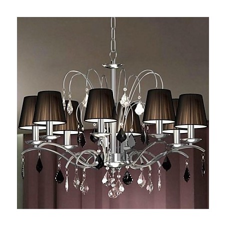 Stoff Lampenschirm Kristall Kronleuchter 8 Lichter Stoff Lampenschirm Kristall Kronleuchter 8 Lichter