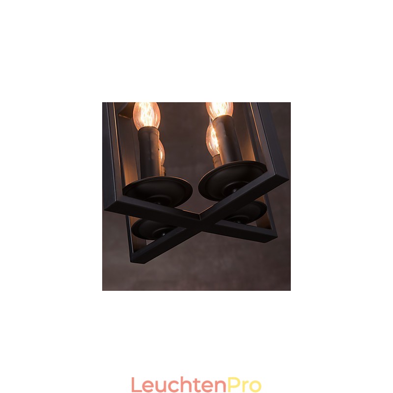 4-flammige Pendelleuchte im Vintage-Stil mit minimalistischer Eisenmalerei