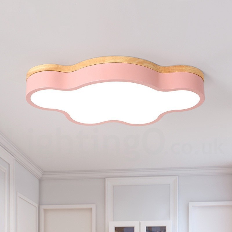 Macaron Multicolor Moderne zeitgenössische Stahl Flush Holz Licht Deckenleuchte