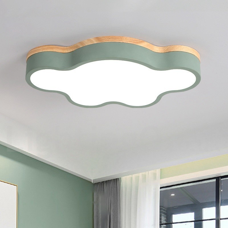 Macaron Multicolor Moderne zeitgenössische Stahl Flush Holz Licht Deckenleuchte