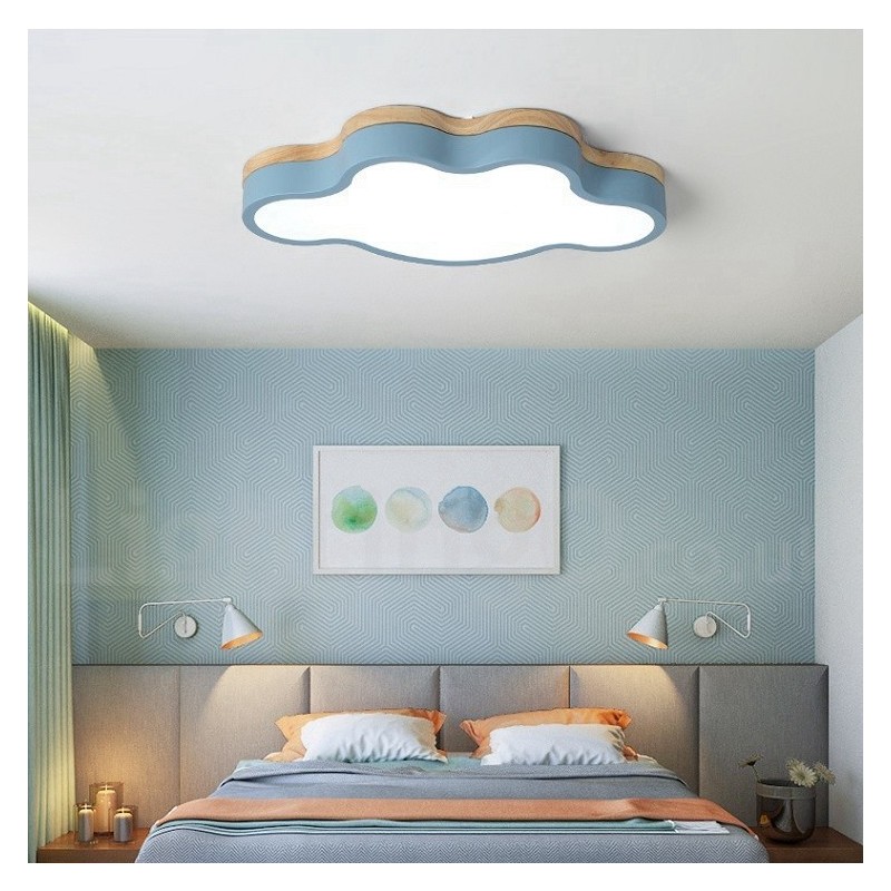 Macaron Multicolor Moderne zeitgenössische Stahl Flush Holz Licht Deckenleuchte