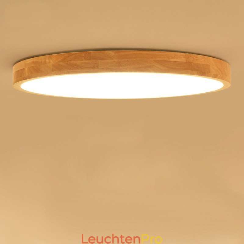 Ultradünne runde Deckenleuchte aus Holz, Deckenleuchte aus Massivholz und Acryl, nordische Lichter