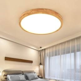Ultradünne runde Deckenleuchte aus Holz, Deckenleuchte aus Massivholz und Acryl, nordische Lichter