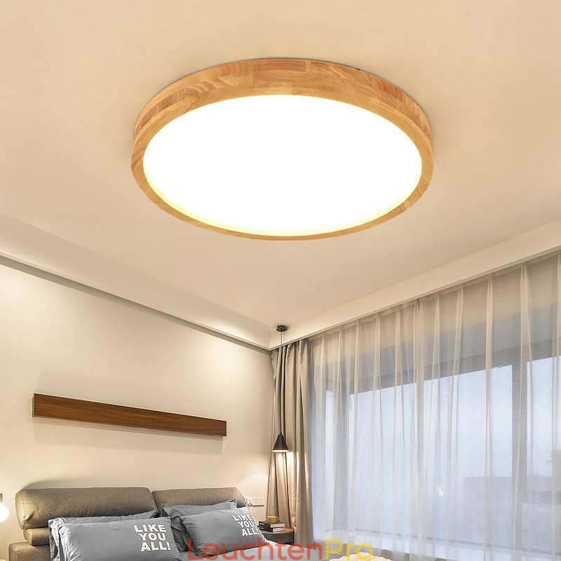 Ultradünne runde Deckenleuchte aus Holz, Deckenleuchte aus Massivholz und Acryl, nordische Lichter
