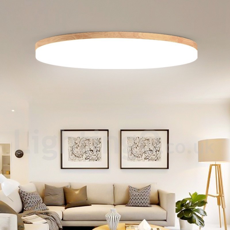Nordische runde Deckenlampe, einfache, moderne Massivholzlampe, ultradünne Deckenlampe