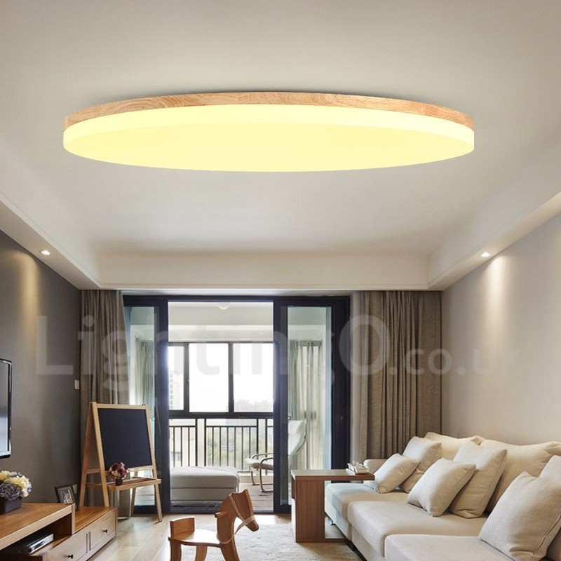 Nordische runde Deckenlampe, einfache, moderne Massivholzlampe, ultradünne Deckenlampe