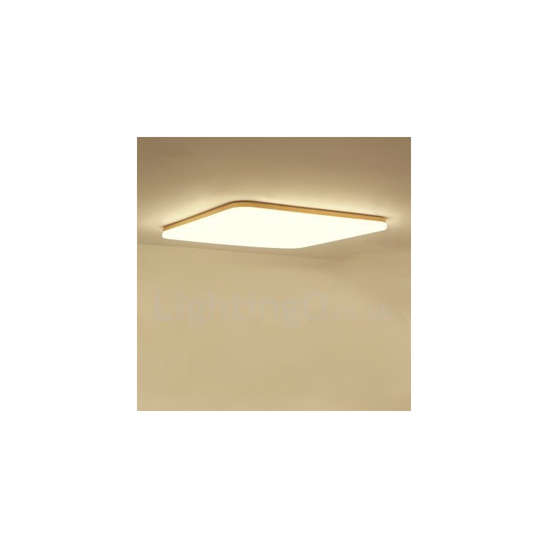 Ultradünne quadratische Deckenlampe aus Massivholz und Acryl