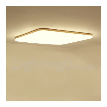 Ultradünne quadratische Deckenlampe aus Massivholz und Acryl Ultradünne quadratische Deckenlampe aus Massivholz und Acryl