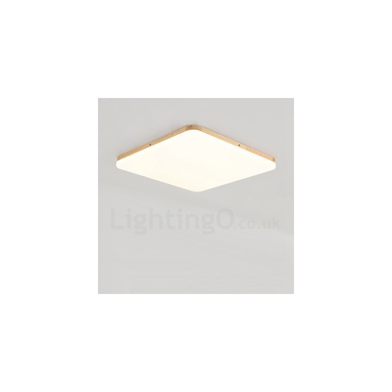 Ultradünne quadratische Deckenlampe aus Massivholz und Acryl
