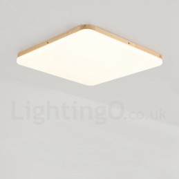 Ultradünne quadratische Deckenlampe aus Massivholz und Acryl