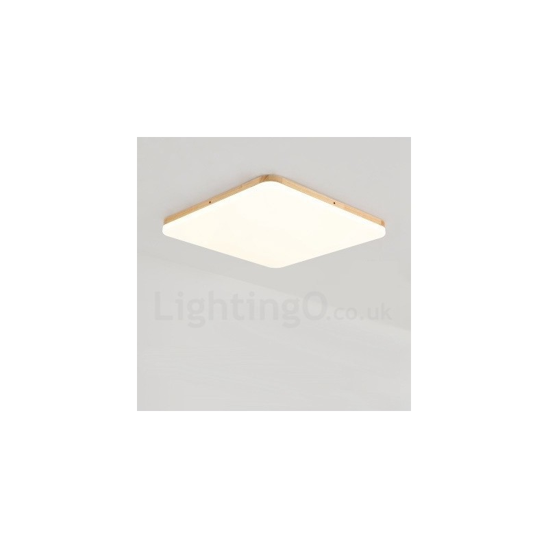 Ultradünne quadratische Deckenlampe aus Massivholz und Acryl