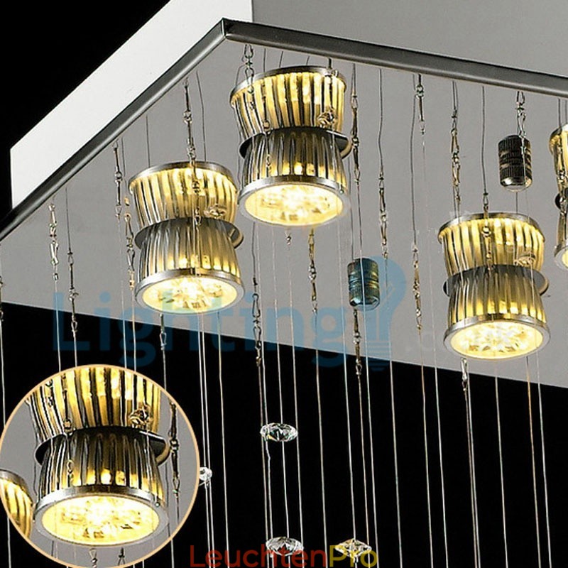 Moderne zeitgenössische Kronleuchter Unterputz Pendelleuchte Kristall Regentropfen Licht