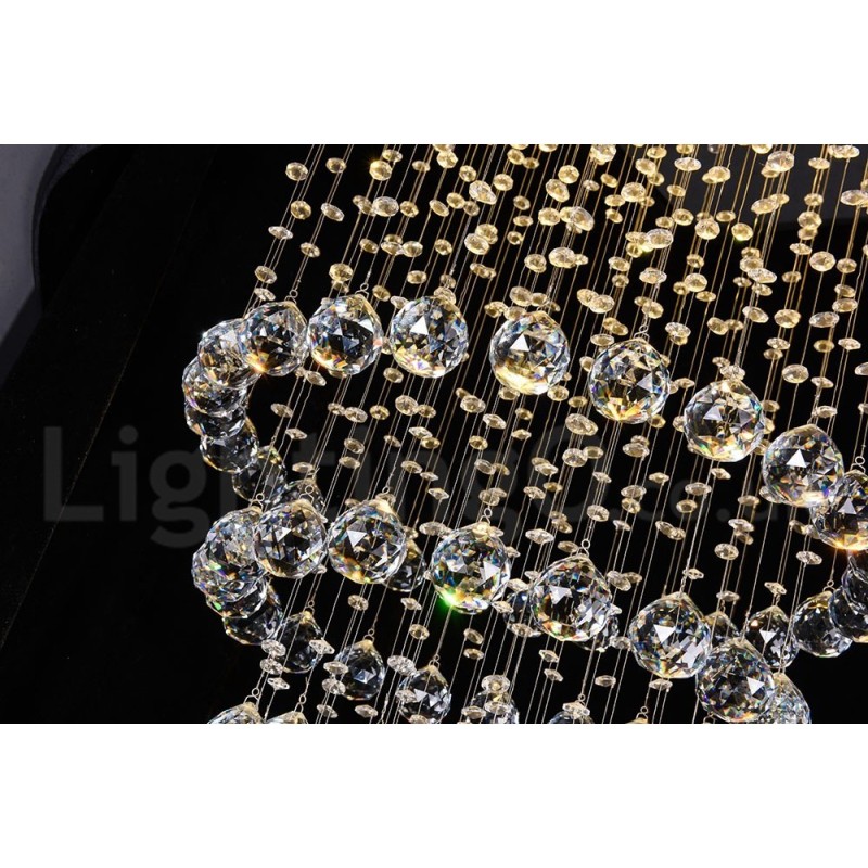 Moderne zeitgenössische Kronleuchter Unterputz Pendelleuchte Kristall Regentropfen Licht