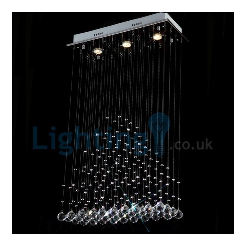 Moderne zeitgenössische Kronleuchter Unterputz Pendelleuchte Kristall Regentropfen Licht