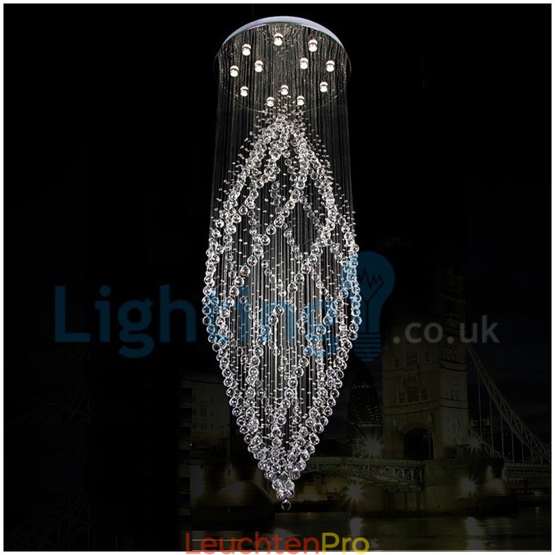 Moderne zeitgenössische Kronleuchter Unterputz Pendelleuchte Kristall Regentropfen Licht