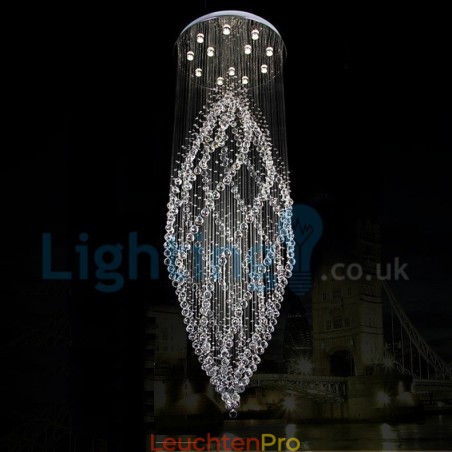 Moderne zeitgenössische Kronleuchter Unterputz Pendelleuchte Kristall Regentropfen Licht