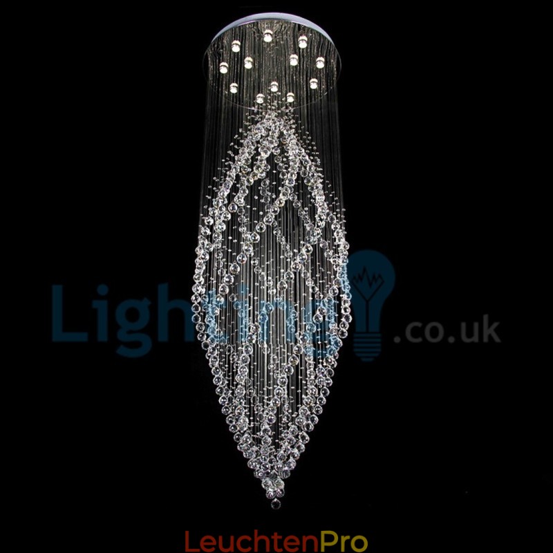Moderne zeitgenössische Kronleuchter Unterputz Pendelleuchte Kristall Regentropfen Licht