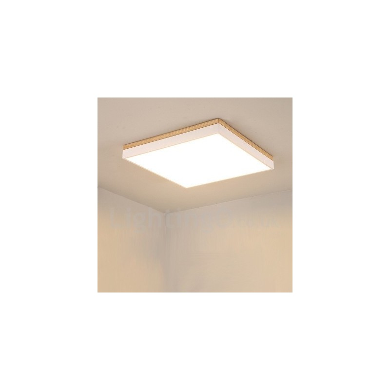 Schlichte und moderne quadratische ultradünne Deckenlampe aus Massivholz