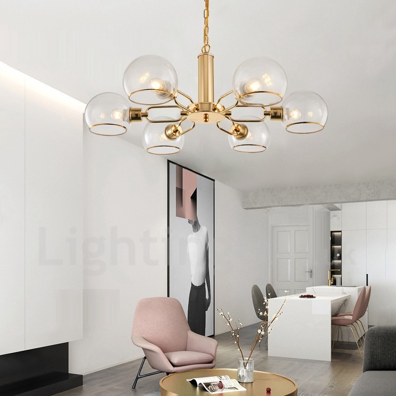 6 Lichter nordischer postmoderner kreativer magischer Glasbohnen-Kronleuchter