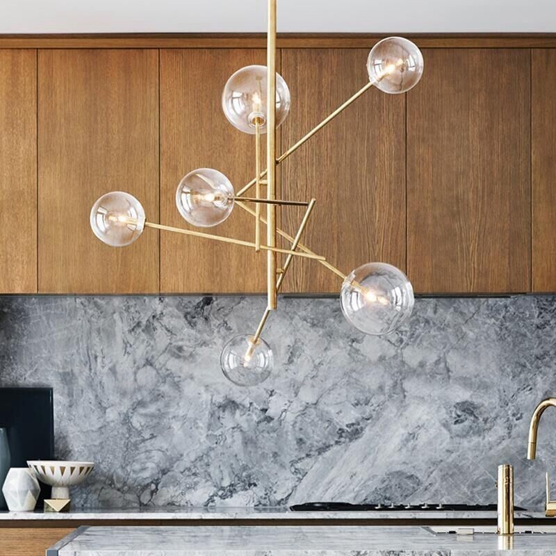 6 Lichter Nordic Lampe Kronleuchter Einfache Kreative Retro Eisen Glas Ball Magic Bean Kronleuchter