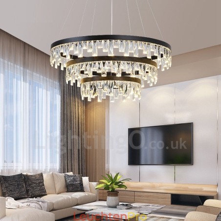 Moderne Pendelleuchte mit Kristallglas im Kreisdesign Moderne Pendelleuchte mit Kristallglas im Kreisdesign