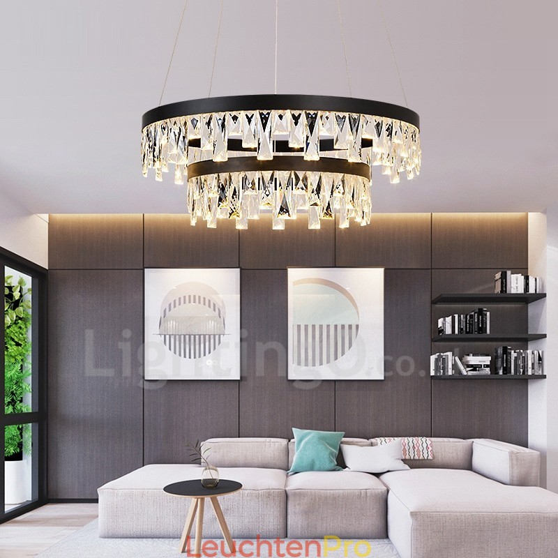 Moderne Pendelleuchte mit Kristallglas im Kreisdesign