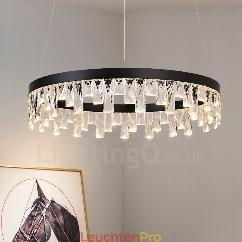 Moderne Pendelleuchte mit Kristallglas im Kreisdesign