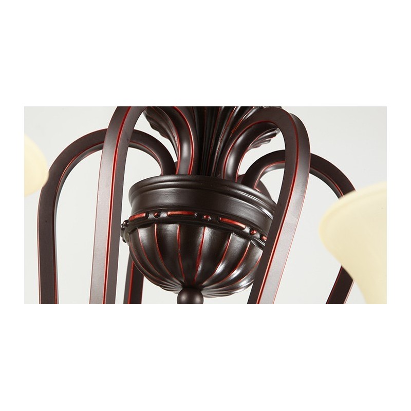 24 Lichter Hohe Decke Vintage Country Island Malerei Metall Kronleuchter mit Glasschirmen Hohe Decke