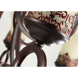 24 Lichter Hohe Decke Vintage Country Island Malerei Metall Kronleuchter mit Glasschirmen Hohe Decke