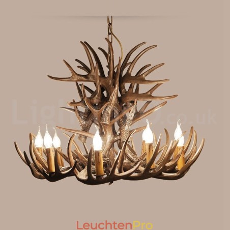 Rustikaler, künstlerischer Retro-Kronleuchter mit 9 Lichtern im Geweih-Stil Rustikaler, künstlerischer Retro-Kronleuchter mit 9 Lichtern im Geweih-Stil