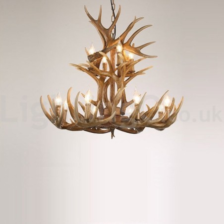 12 Licht 2 Krawatten Rustikaler künstlerischer Retro-Geweih-Vintage-Kronleuchter 12 Licht 2 Krawatten Rustikaler künstlerischer Retro-Geweih-Vintage-Kronleuchter