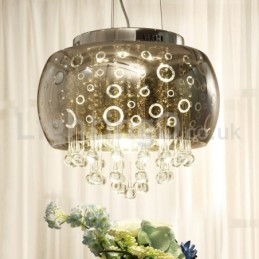 Moderne 40CM Runde Glas Lampe Schatten Kristall Pendelleuchte