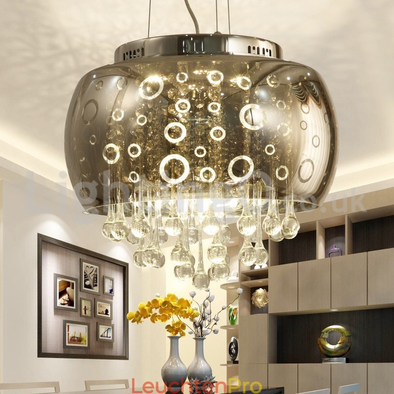 Moderne 40CM Runde Glas Lampe Schatten Kristall Pendelleuchte