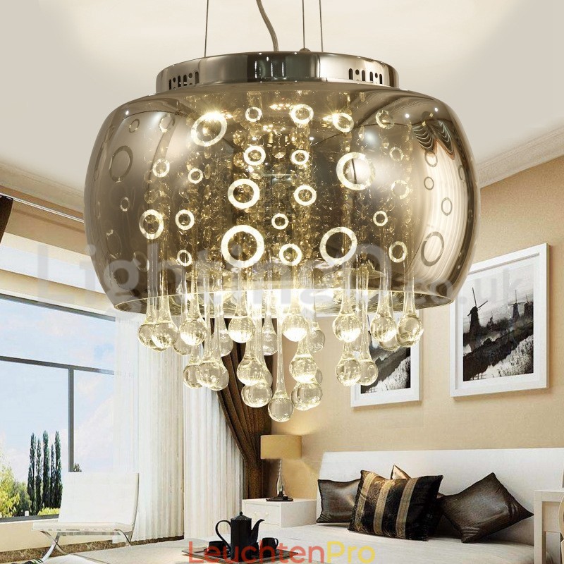 Moderne 40CM Runde Glas Lampe Schatten Kristall Pendelleuchte