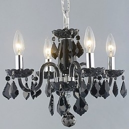 Kristall-Kronleuchter mit Kerzenlicht und 4 Lichtern in Schwarz