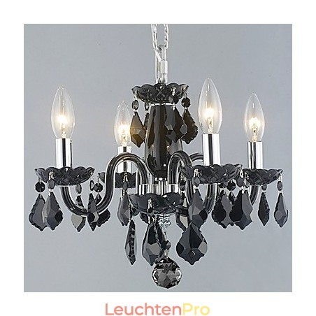 Kristall-Kronleuchter mit Kerzenlicht und 4 Lichtern in Schwarz Kristall-Kronleuchter mit Kerzenlicht und 4 Lichtern in Schwarz