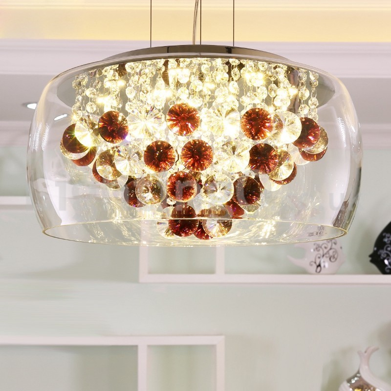 Moderne 40CM 50CM Runde Klarglas Lampe Schatten Kristall Pendelleuchte