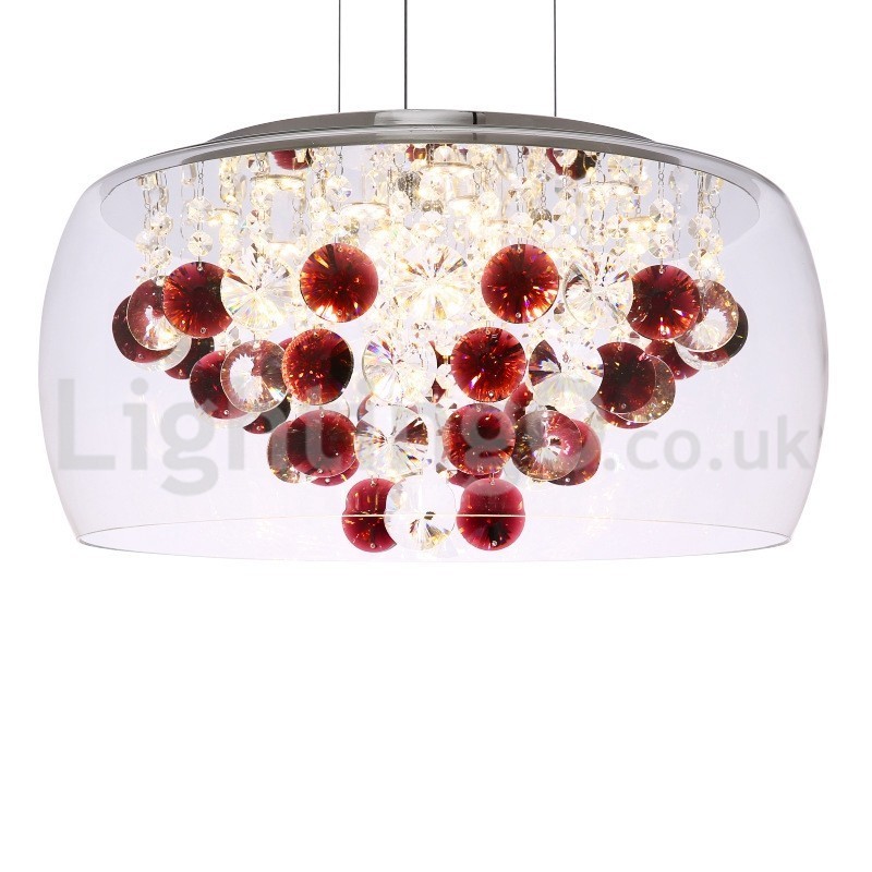 Moderne 40CM 50CM Runde Klarglas Lampe Schatten Kristall Pendelleuchte