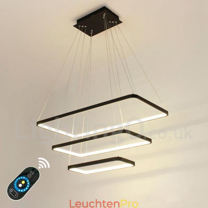 Dimmbare Pendelleuchte mit Fernbedienung Modernes Design Drei Rechtecke