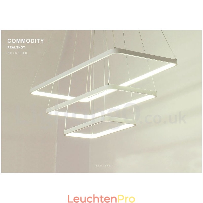 Dimmbare Pendelleuchte mit Fernbedienung Modernes Design Drei Rechtecke
