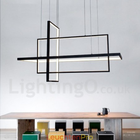 Dimmbare Pendelleuchte mit Fernbedienung Modernes Design Drei Rechtecke Dimmbare Pendelleuchte mit Fernbedienung Modernes Design Drei Rechtecke