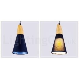 Moderne Pendelleuchte aus Holz mit 1 Licht und 3 Lichtern und Stoffschirm
