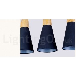 Moderne Pendelleuchte aus Holz mit 1 Licht und 3 Lichtern und Stoffschirm