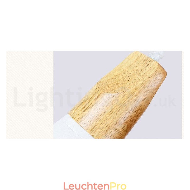 Moderne Pendelleuchte aus Holz mit 1 Licht und 3 Lichtern und Stoffschirm