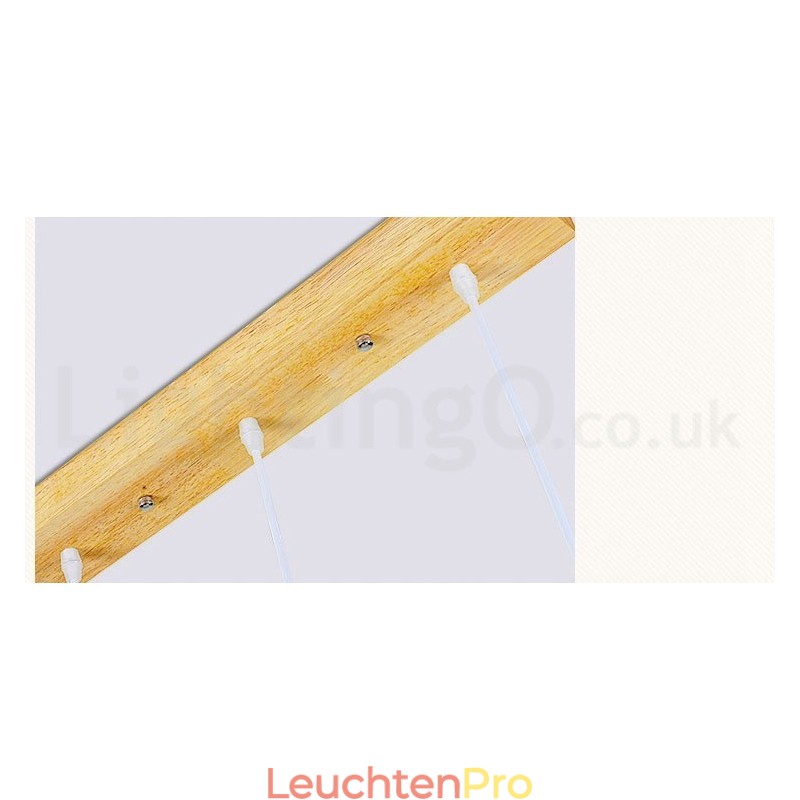 Moderne Pendelleuchte aus Holz mit 1 Licht und 3 Lichtern und Stoffschirm