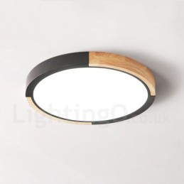 Ultradünne, mehrfarbige, runde Deckenlampe aus Holz, Deckenlampe aus Massivholz mit Acrylschirm im nordischen Stil
